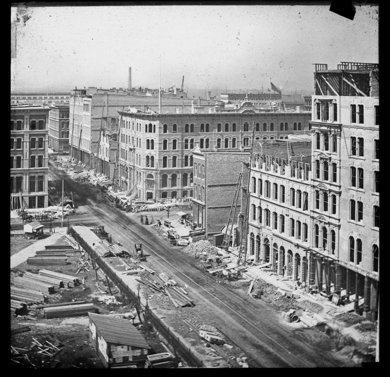 View of Randolph Street, West from the Courthouse, After the Chicago Fire of 1871, 1871 by American School