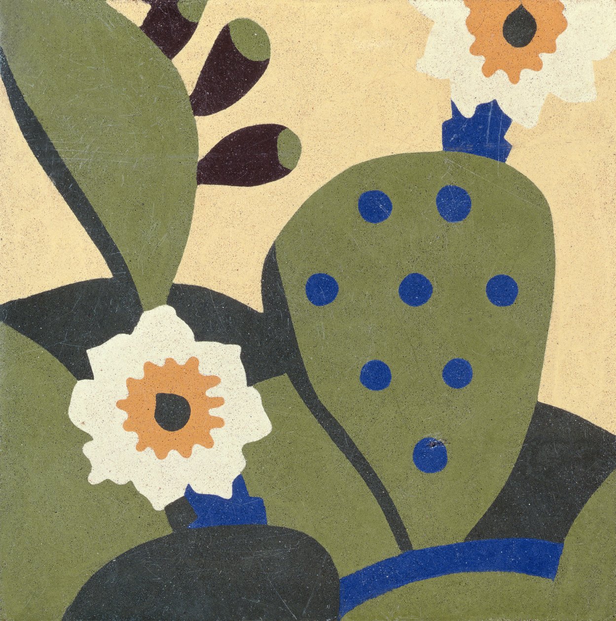 West Texas room tile depicting cactus plants, c.1936 by American School