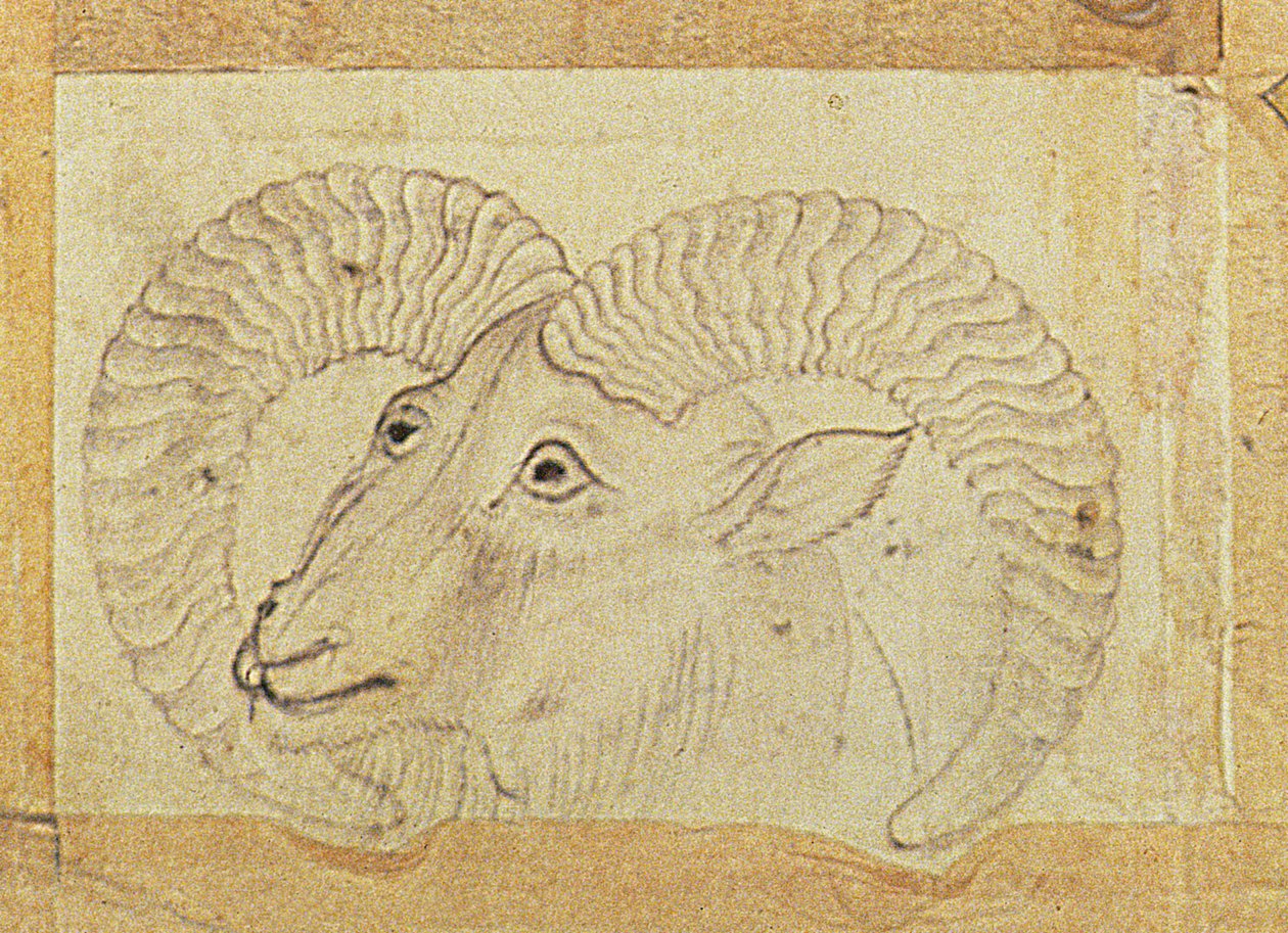 Detail of a Ram from Transporting Ceramics by Chinese School