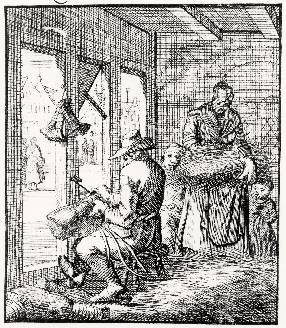 The Broom Maker, 1718 by Dutch School