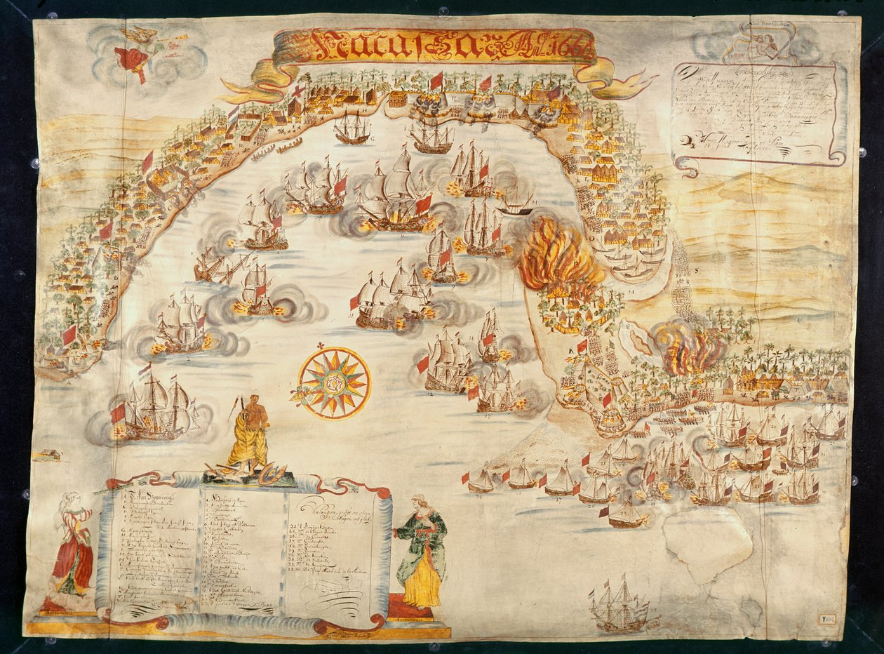 The city of Makassar, held by the Portuguese and taken by the Dutch in 1660 by Dutch School