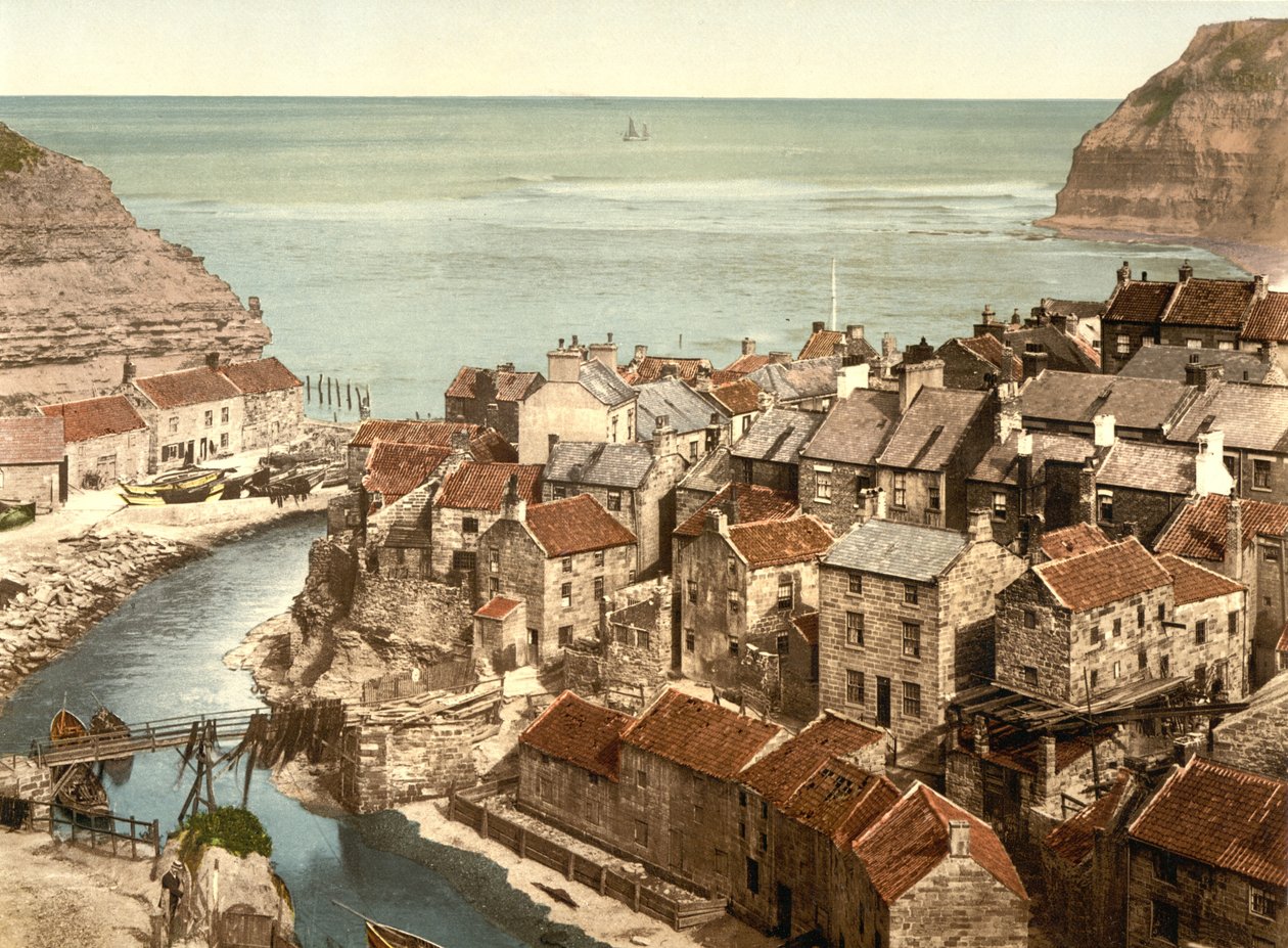 Staithes Village near Whitby, Yorkshire (c.1890 - 1900) by English Photographer