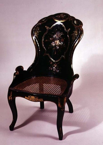 Chair with Split Cane Seat and Mother-of-Pearl Decoration, c.1840-50 by English School