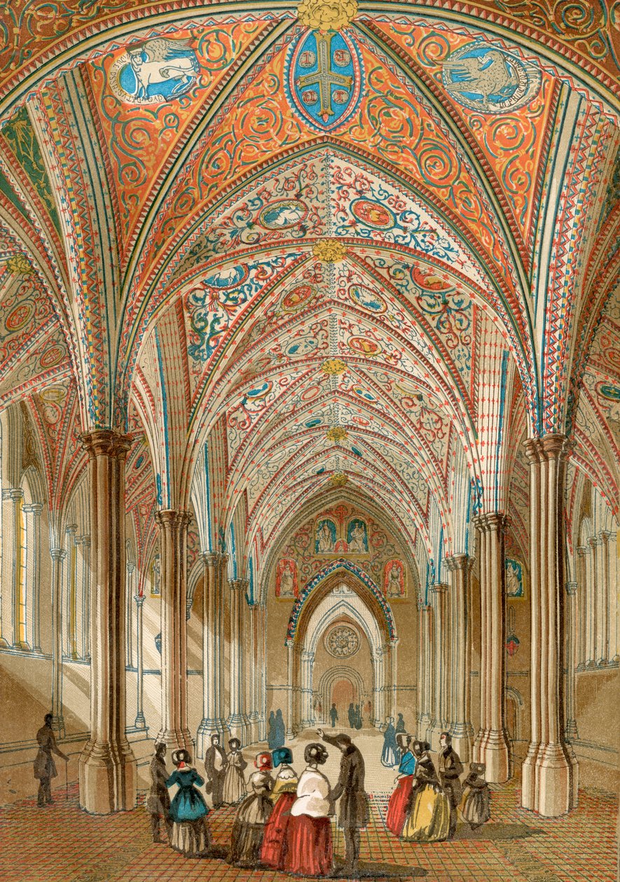 Interior of the Temple Church, London, England, from Old England: A Pictorial Museum, published 1847 by English School