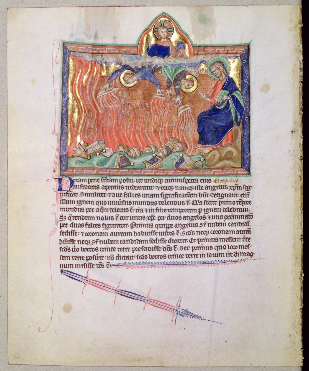 Golden Bowls Filled with the Wrath of God Pouring onto the Earth, from the Gulbenkian Apocalypse, c.1265-70 by English School