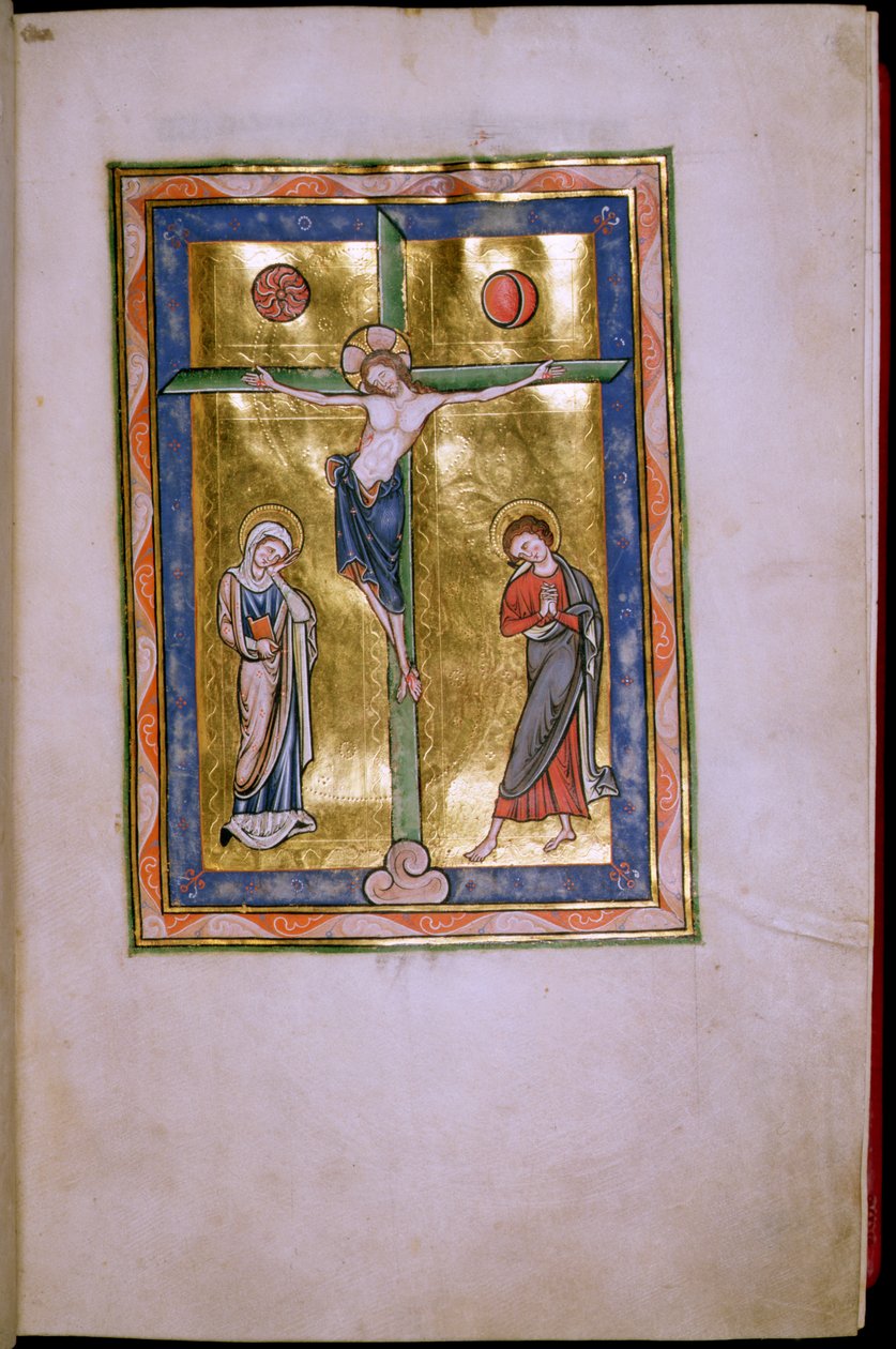 Crucifixion with the Virgin and St. John, from the Peterborough Psalter, c.1260 by English School