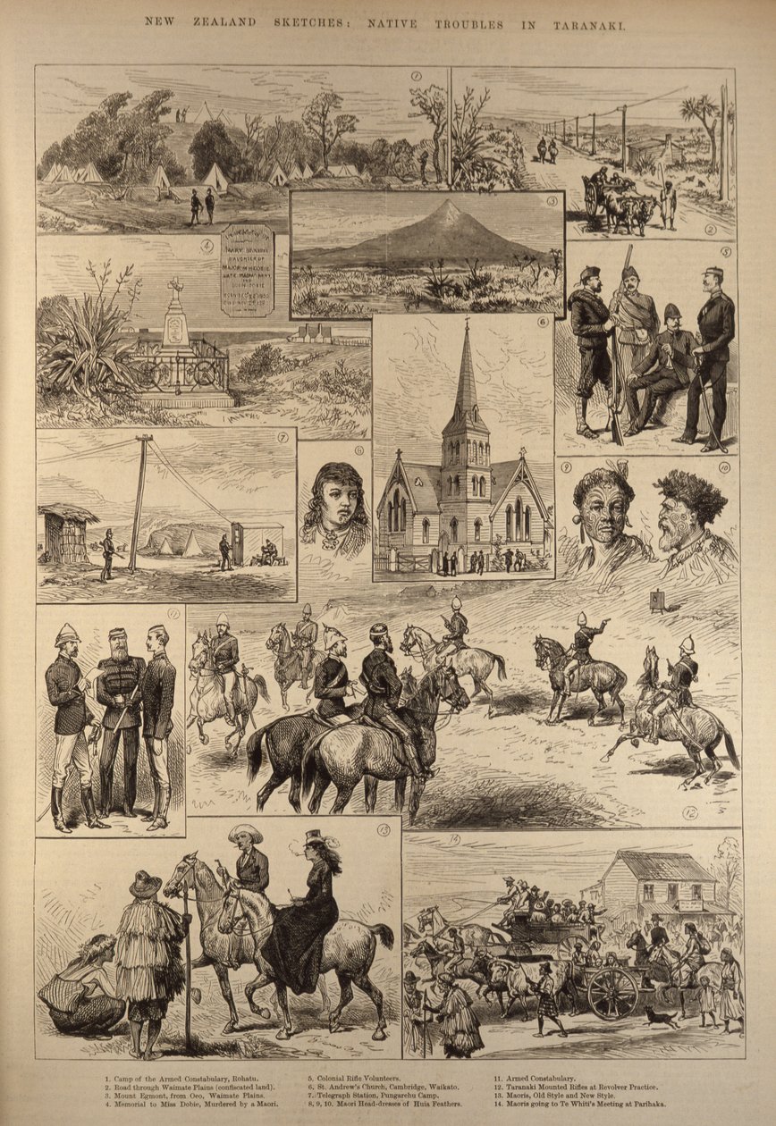 New Zealand Sketches: Native Troubles in Taranaki by English School