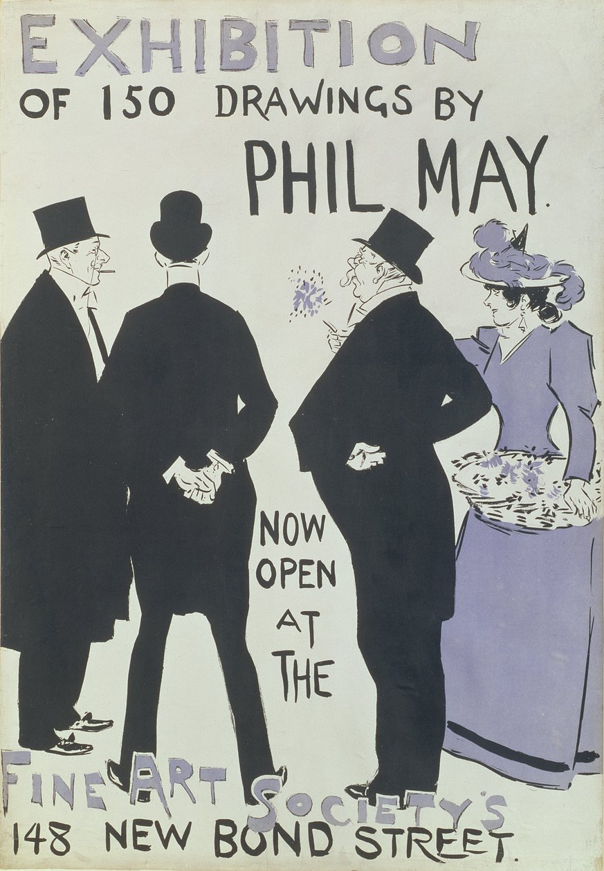 Poster advertising an Exhibition of 150 Drawings at the Fine Art Society, New Bond Street, 1895 by English School