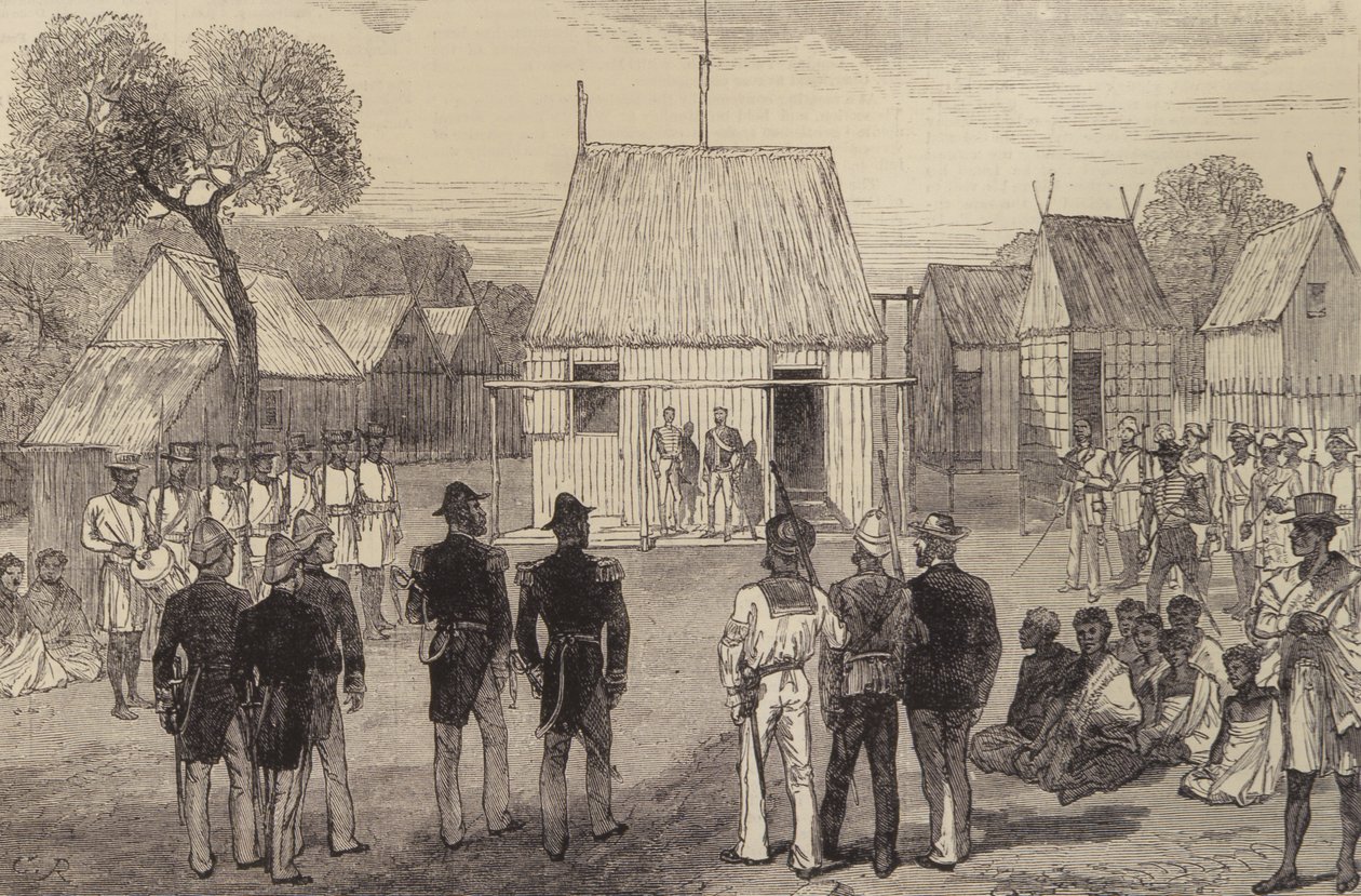 Reception of British Naval Officers by the Native Governor of Mohabo, Madagascar, from The Illustrated London News by English School