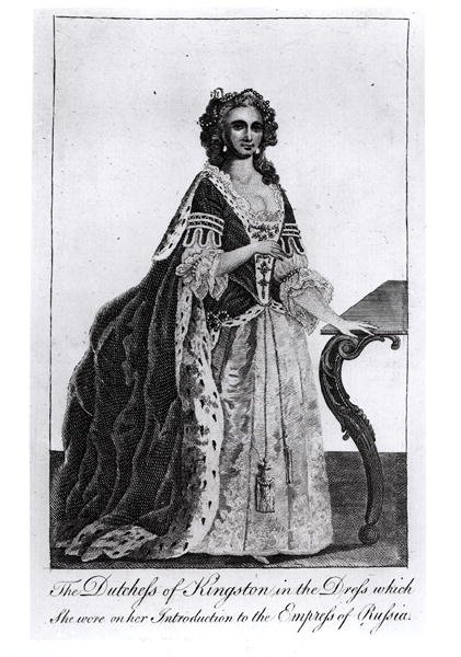 The Duchess of Kingston in the Dress Which She Wore on Her Introduction to the Empress of Russia by English School
