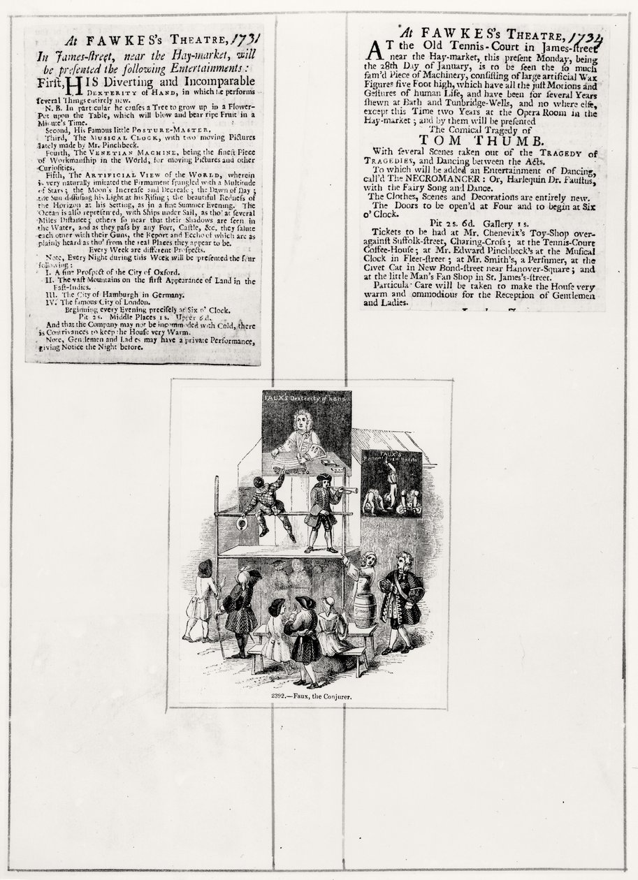 Two Adverts Relating to Faux, the Conjurer, c.1731-34 by English School