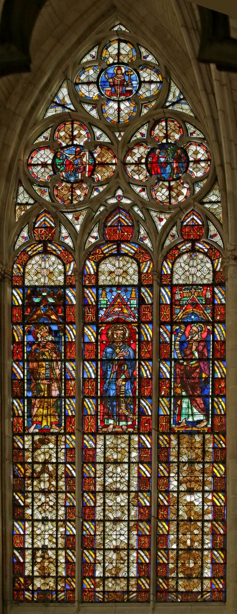 South Choir Window with Grisaille and the Prophets Jonah, Micah and Sophonias by French School