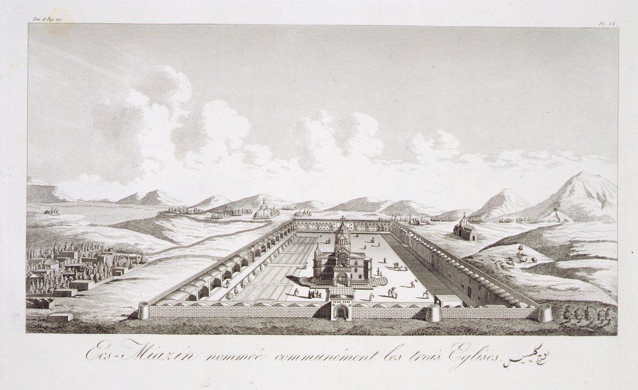 Echsmiazin, known as the Three Churches, from Voyages du Chevalier Chardin en Perse, et en autres Lieux d