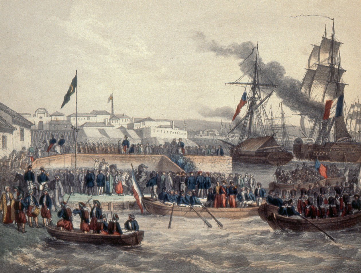 English and French Troops Disembarking on the Orders of Marshall St. Arnaud, 1854 by French School