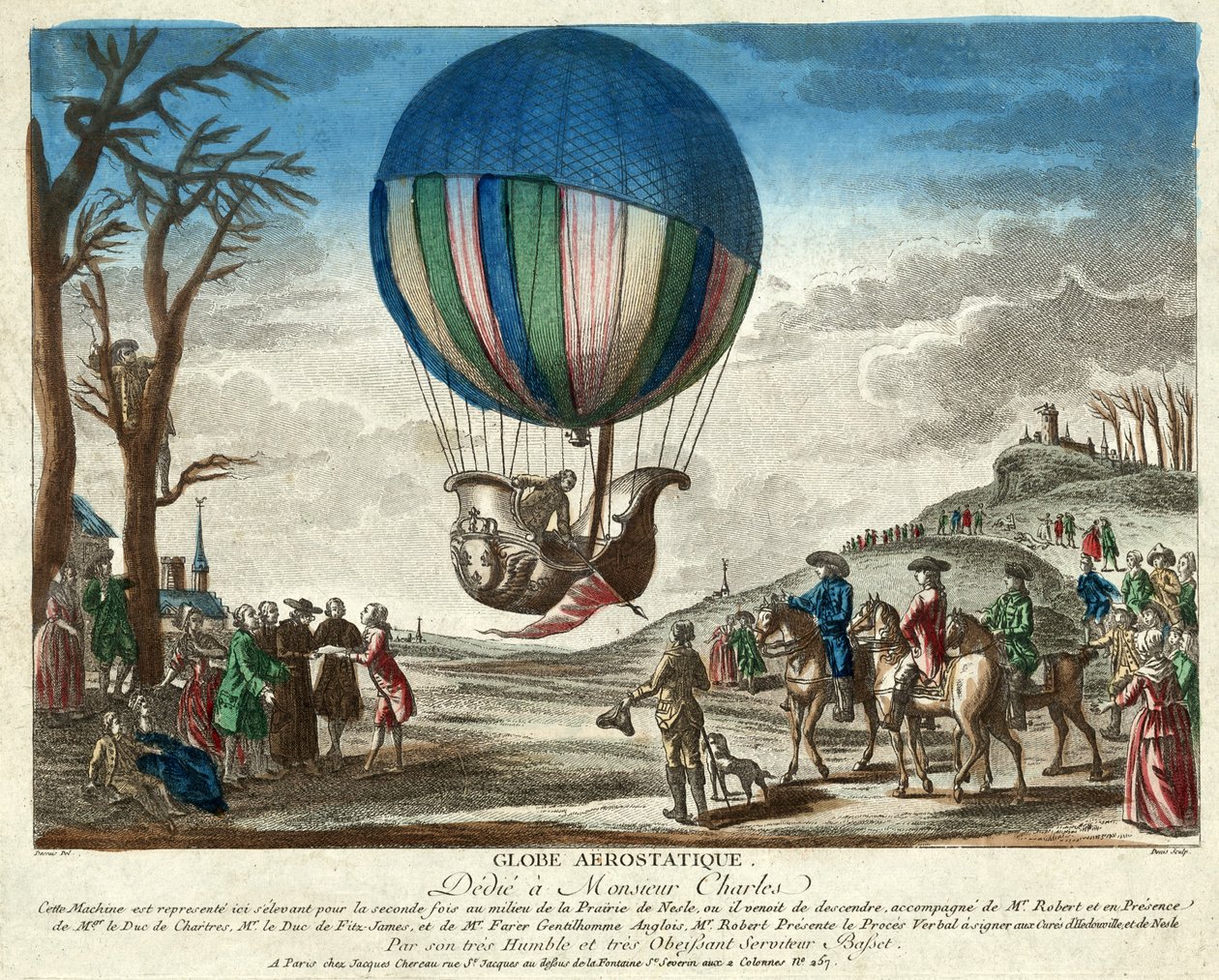Globe Aerostatique, Dedicated to Monsieur Charles, 1783 by French School