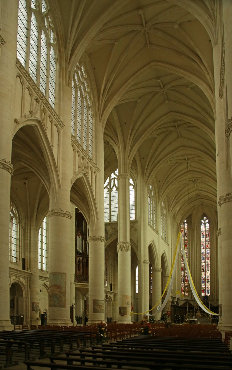 View of the nave to the east by French School