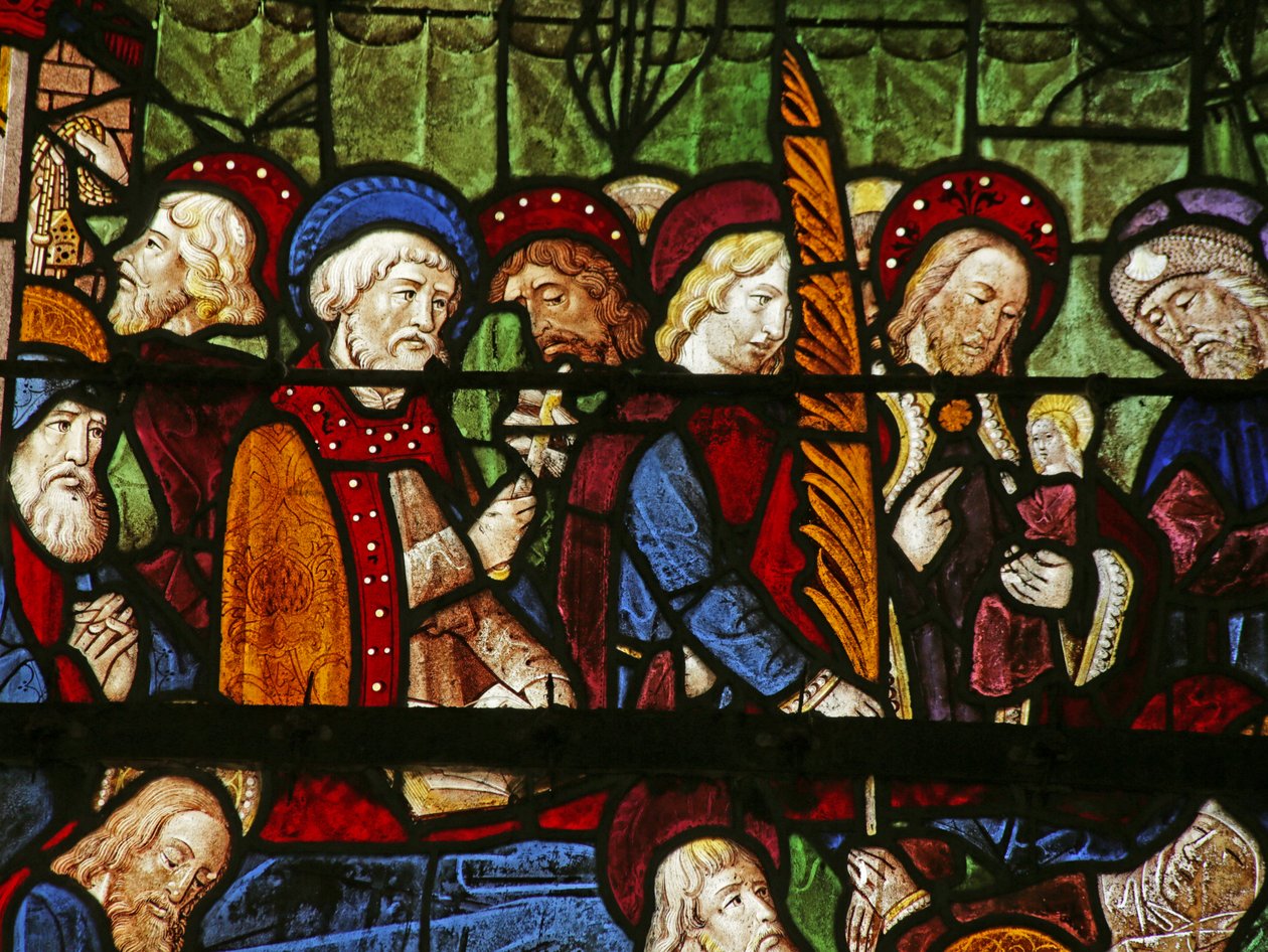 Window depicting Apostles at the Death of the Virgin by French School