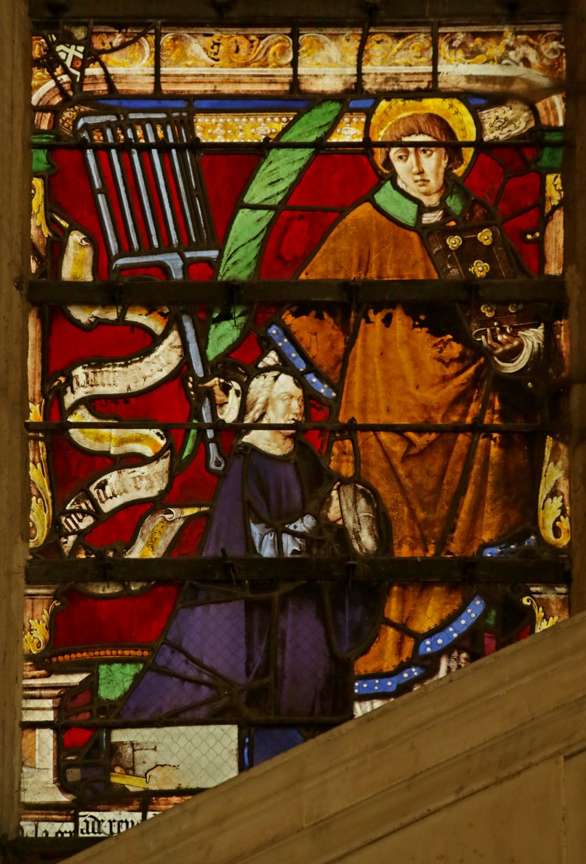 Window depicting Donor and Saint Laurence by French School
