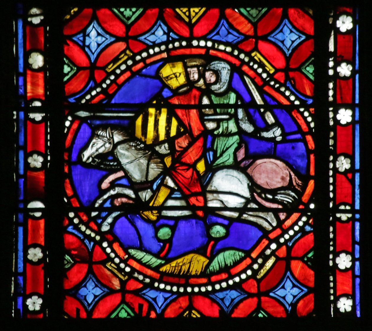Window depicting From the life of Saint Bonnet: Pavia besieged by the Barons by French School