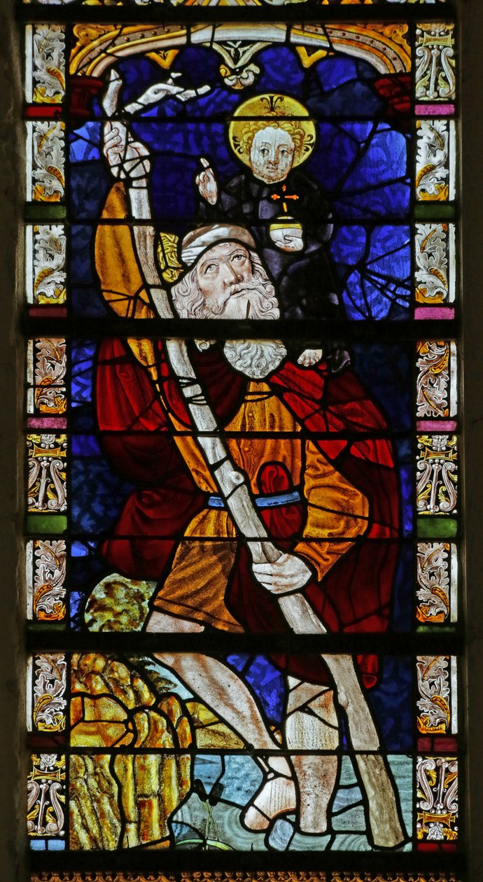 Window depicting Saint Christopher by French School