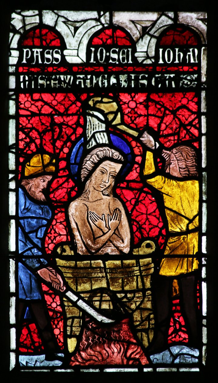 Window Depicting Saint John in Boiling Oil at the Latin Gate by French School