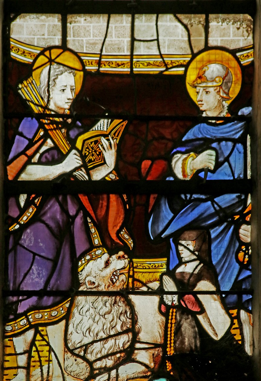 Window depicting St Sebastian and St Adrian and a donor by French School