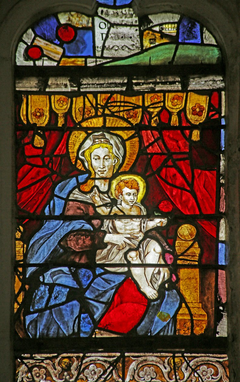 Window depicting Virgin and Child by French School