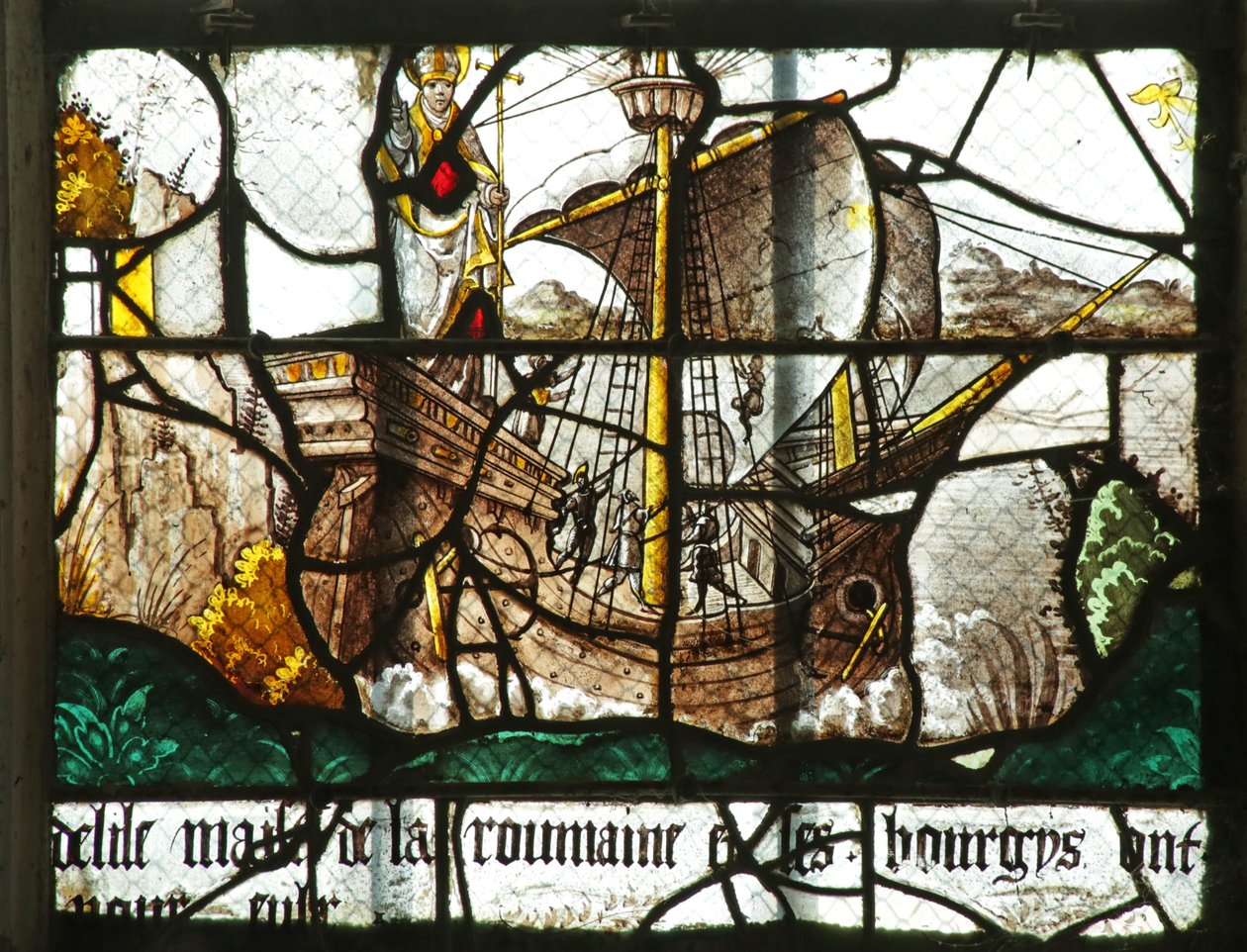 Window depicting a Boat with the Statue of Saint Clement, 16th-17th century by French School