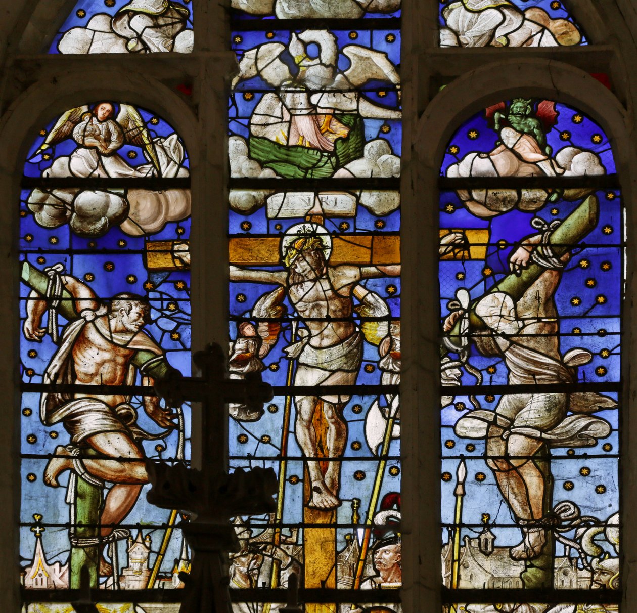 Window depicting the Crucifixion by French School