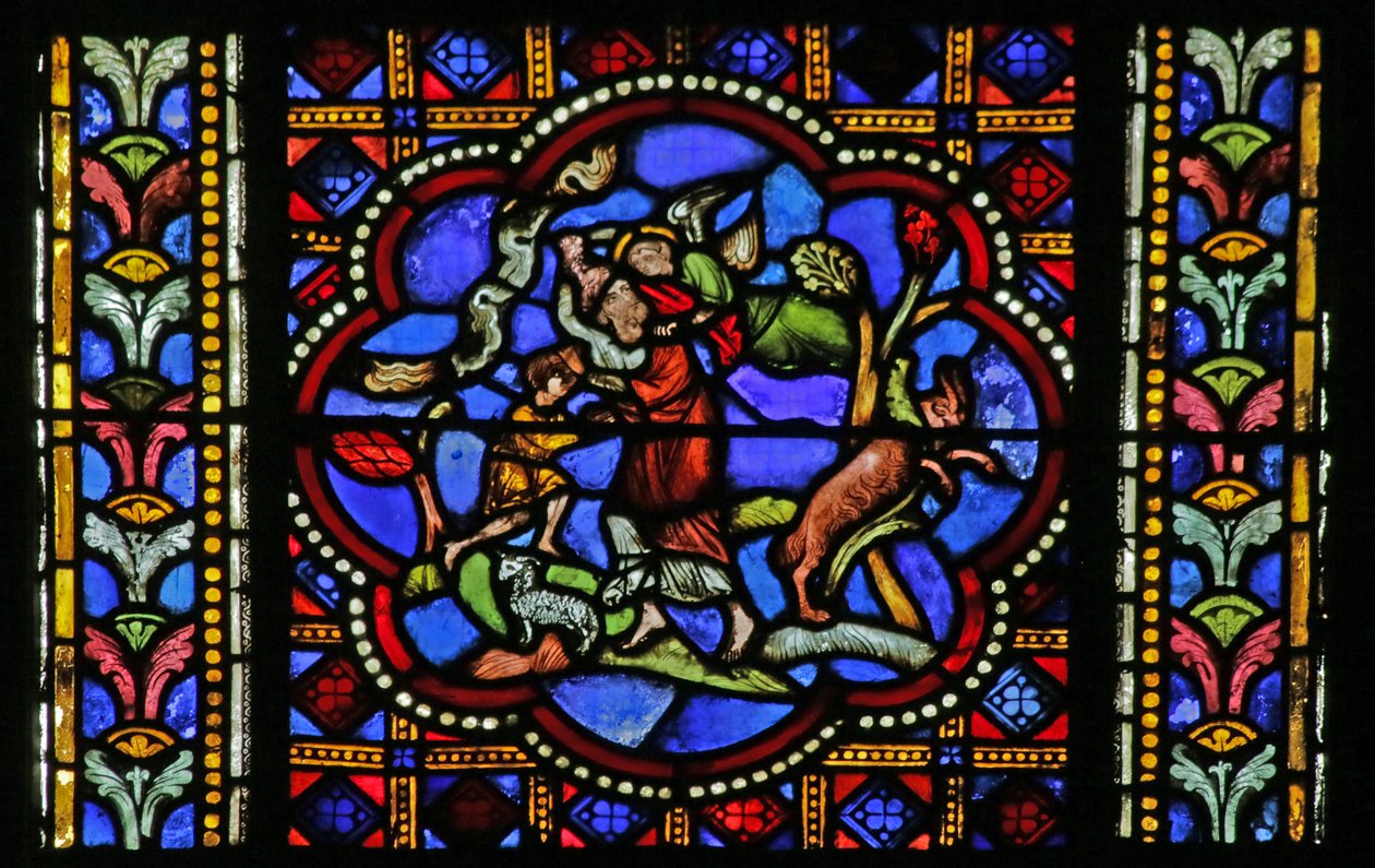 Window depicting the Sacrifice of Abraham by French School