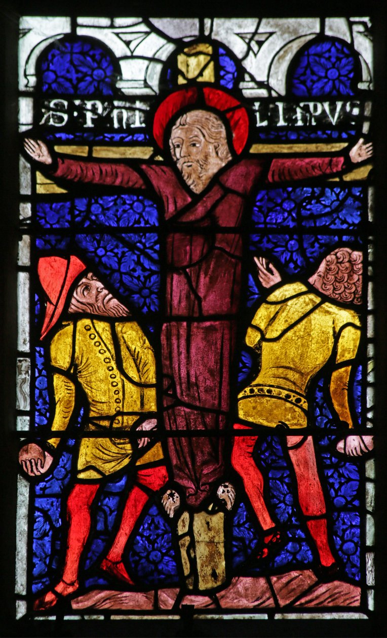 Window Depicting the Stoning of Saint Philip on a Cross by French School