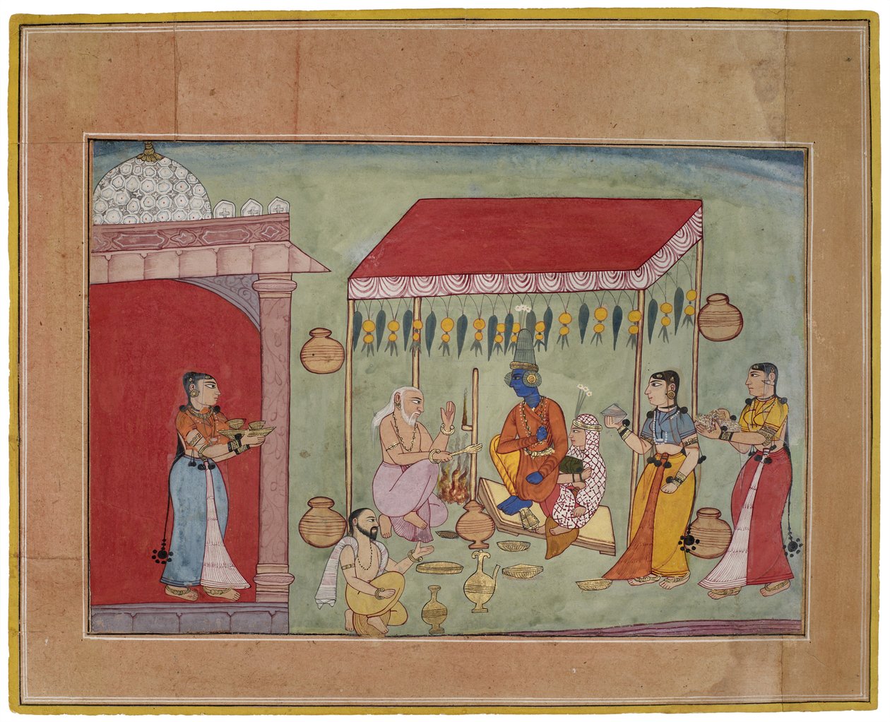 The Marriage of Krishna and Rukmini by Indian School