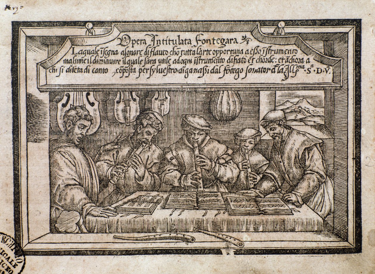Frontispiece with Fontegara in Opera intitulata Fontegara by Italian School