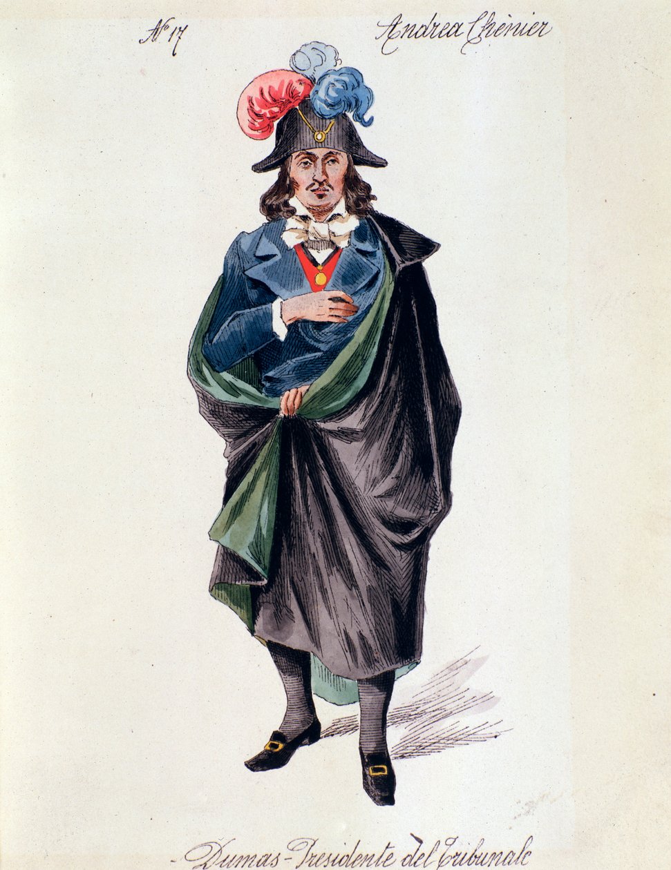 Representation of Dumas, master of the household in Andrea Chenier opera by Italian School