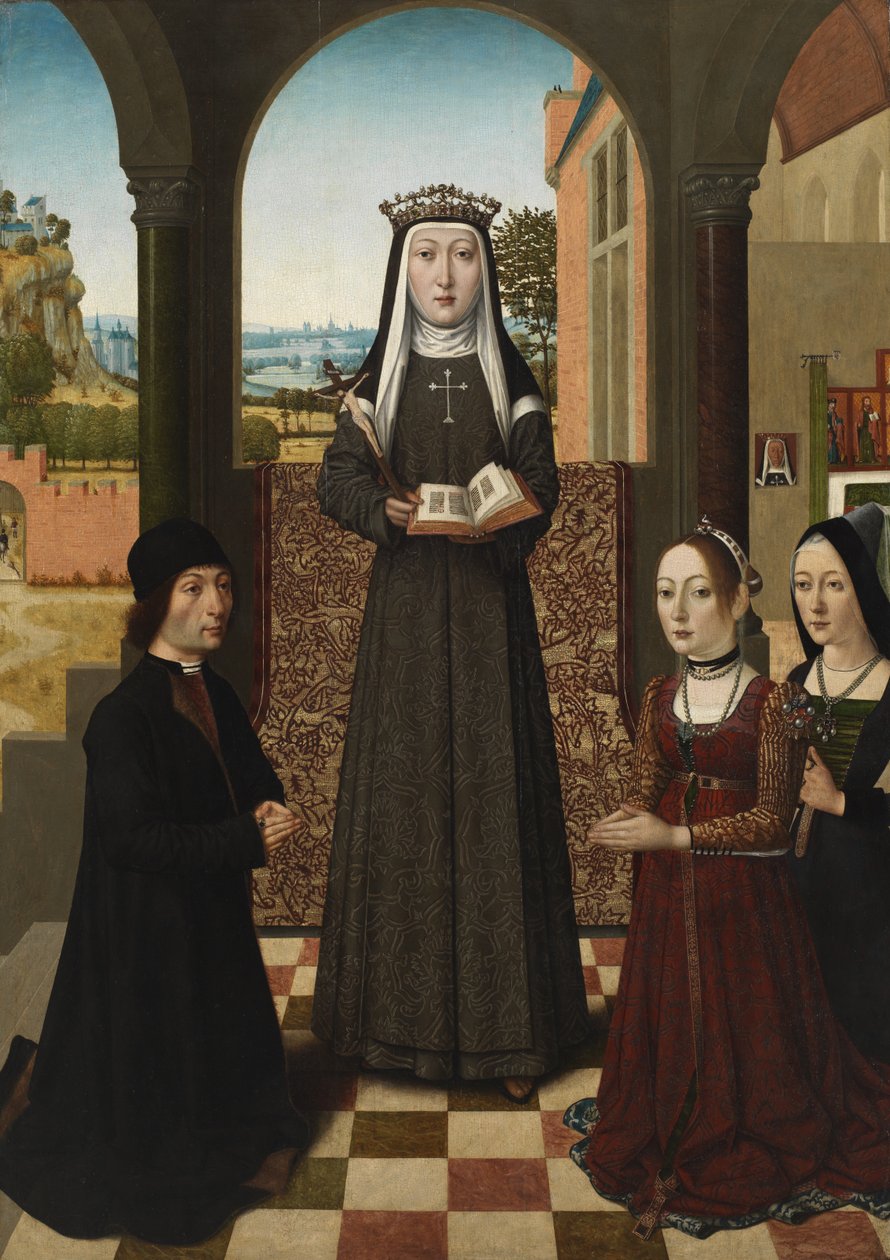 St. Catherine of Bologna with Three Donors by Master of the Baroncelli Portraits