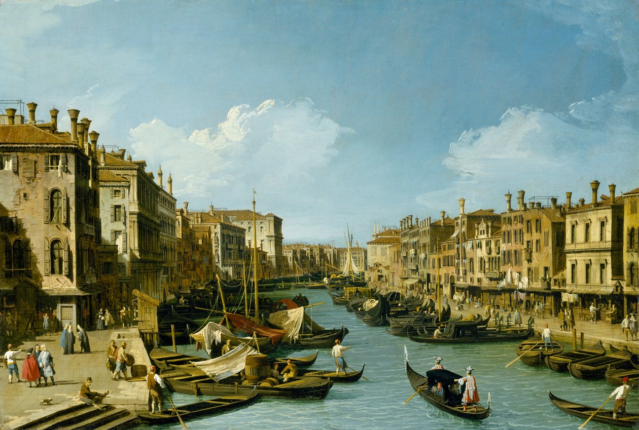 The Grand Canal near the Rialto Bridge, Venice by Giovanni Antonio Canal