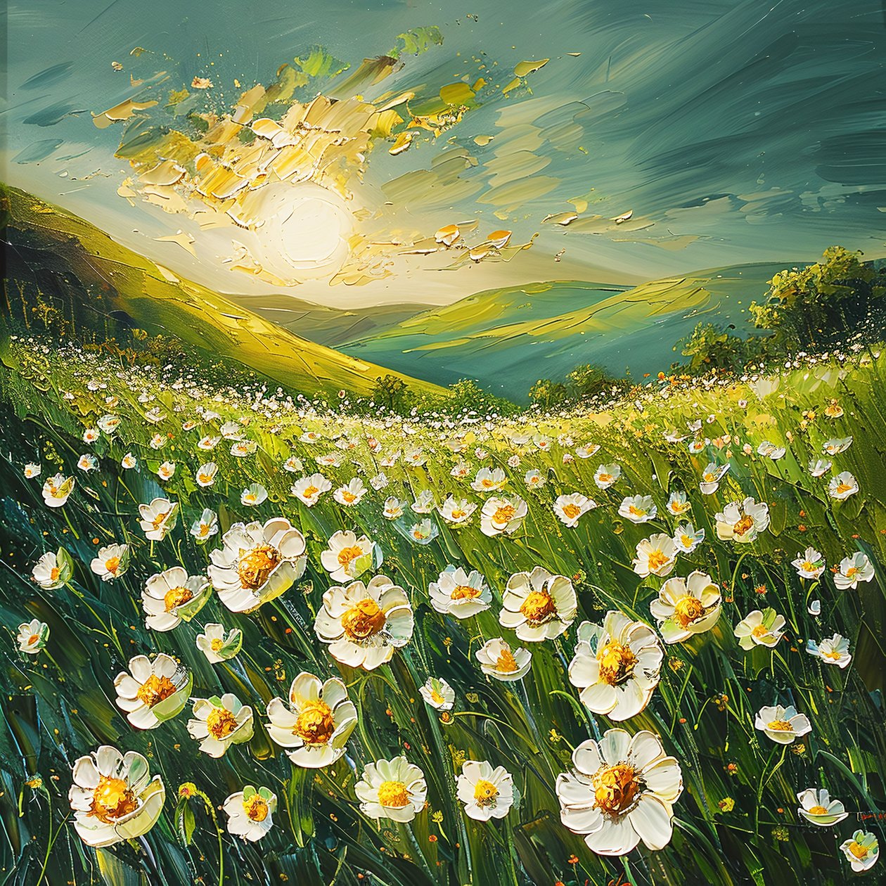 Impressionist Painting Spring Landscape by F. Abderrahim