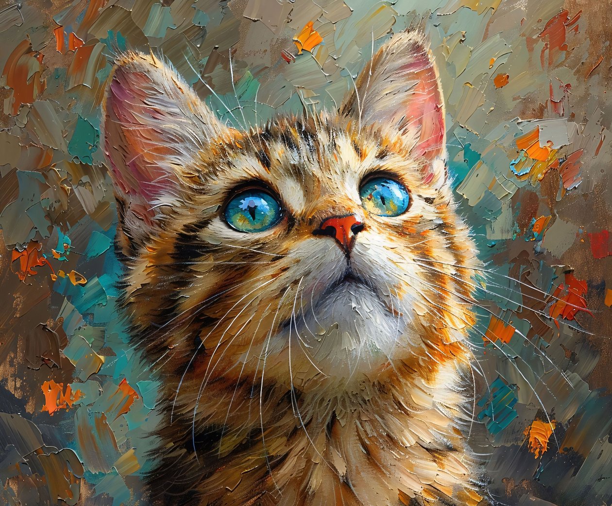 A Cute Cat with Blue Eyes Looking Up by F. Abderrahim