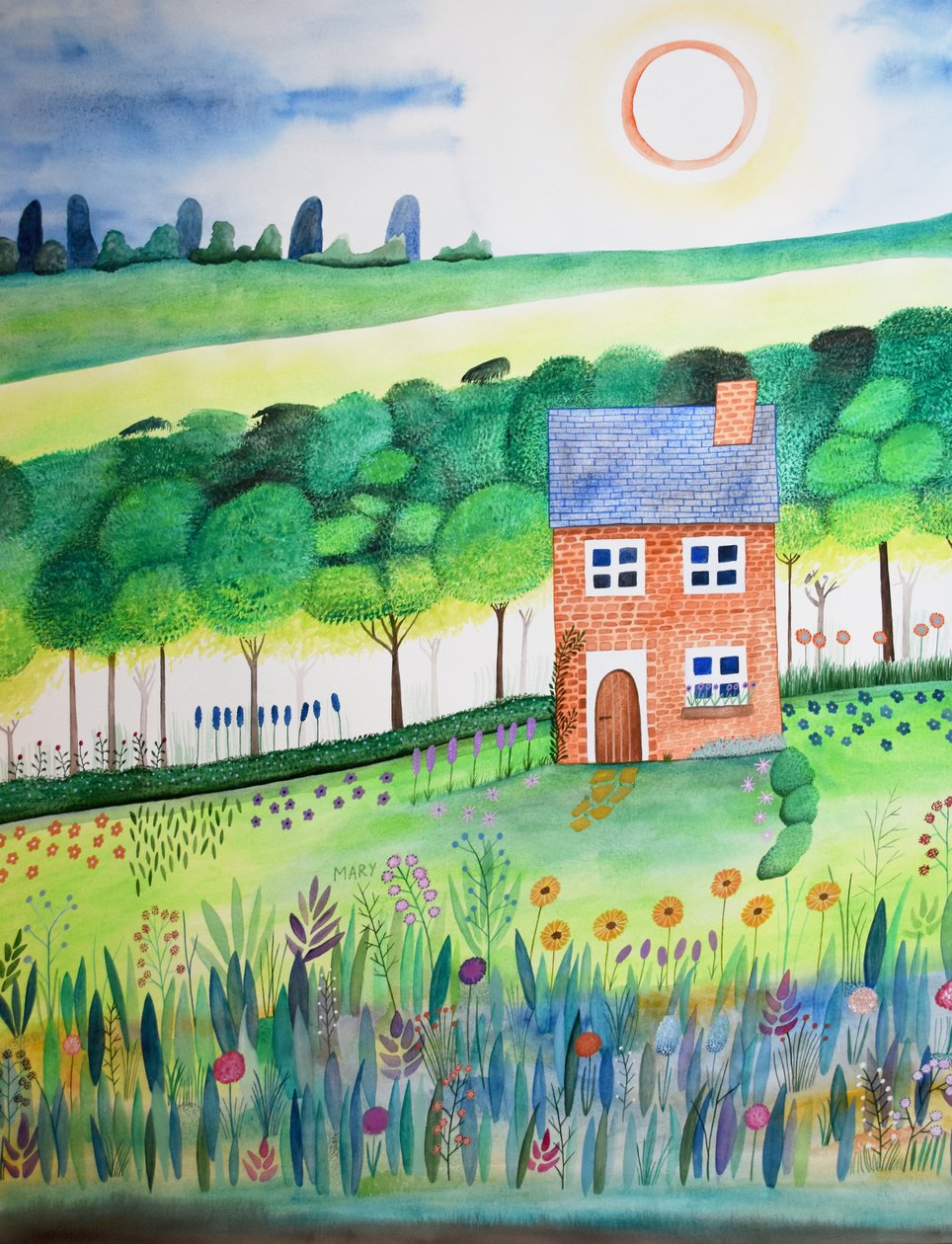 Cottage at the Forest Edge by Marys Watercolors
