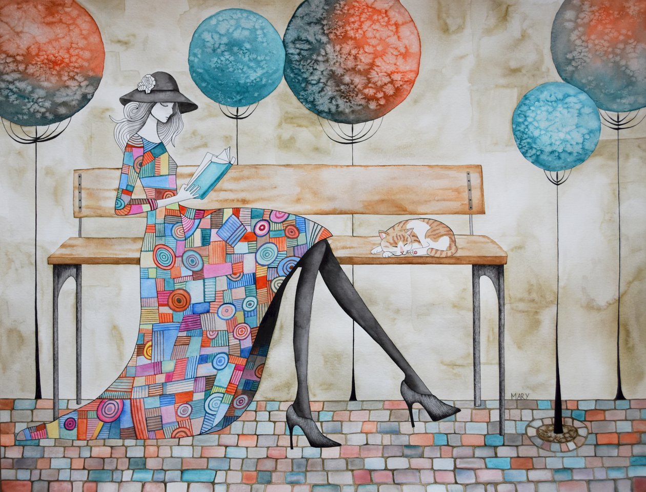 Her Beautiful Dress by Marys Watercolors