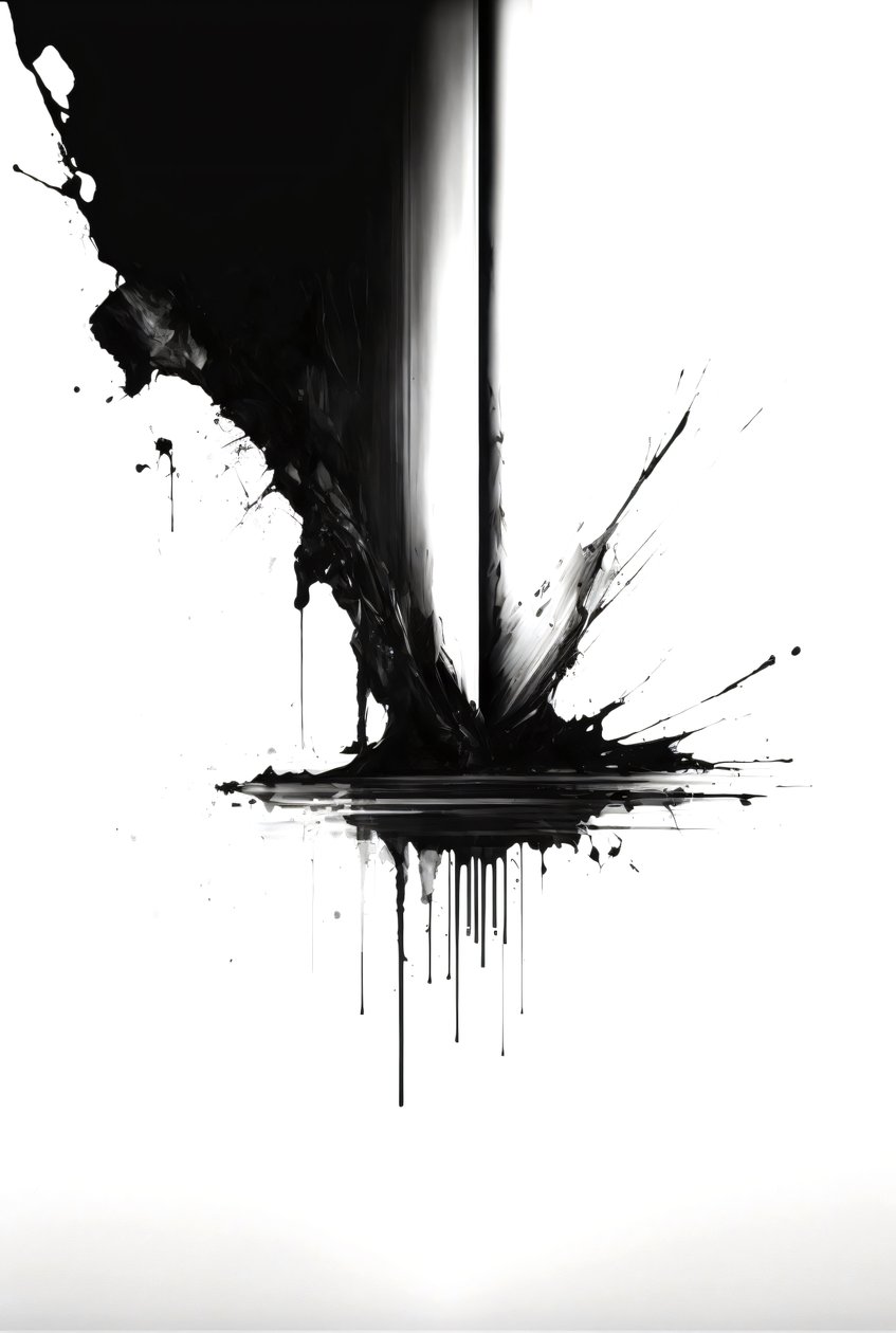 Abstract Ink Drawing, Black & White by F. Abderrahim