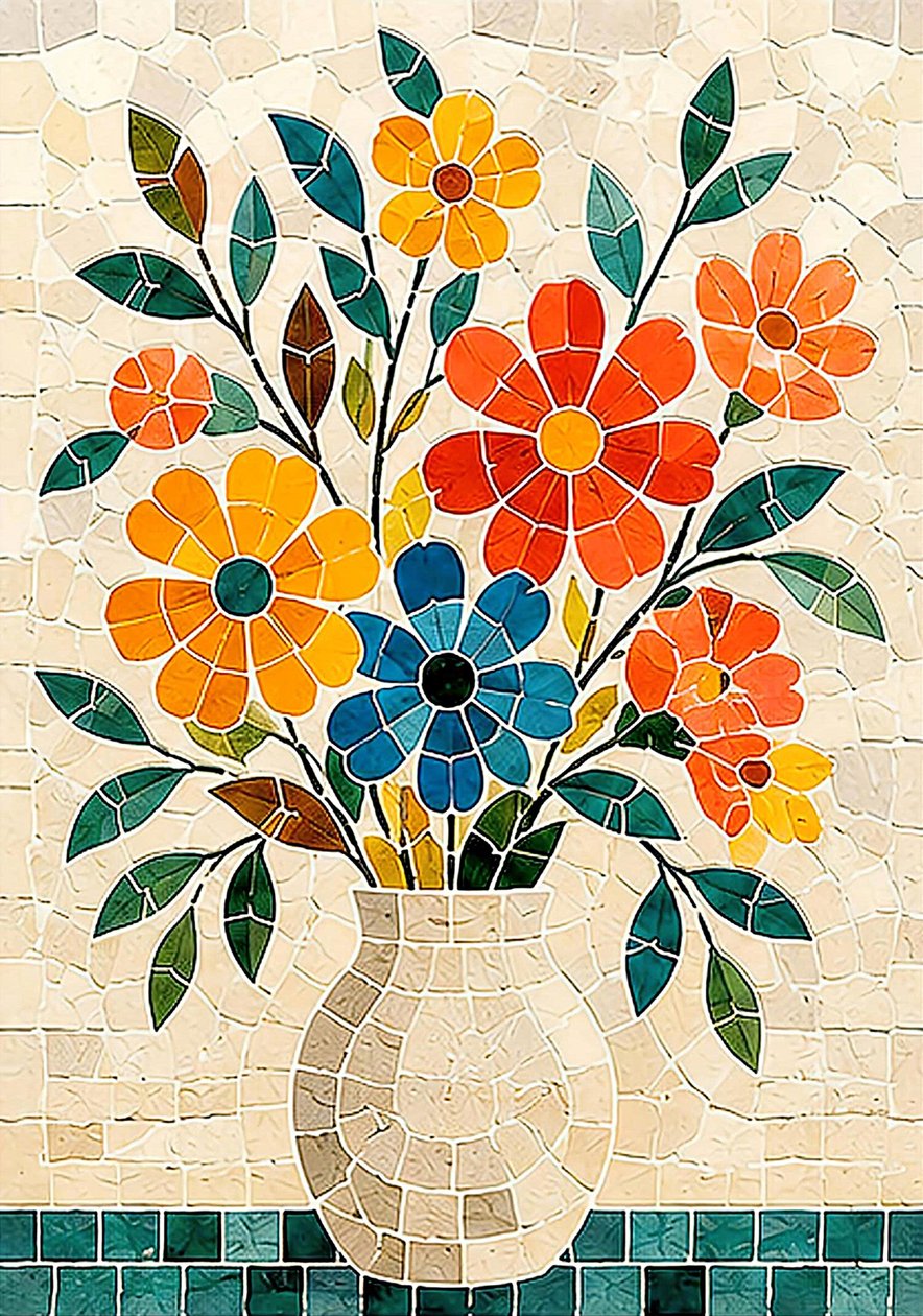 Harmony of Blossoms in Mosaic by Nomi Morina