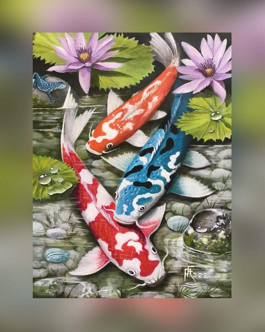 Jewels of the Pond (Koi beneath Water Lilies) by Faller Rüdiger - Tician