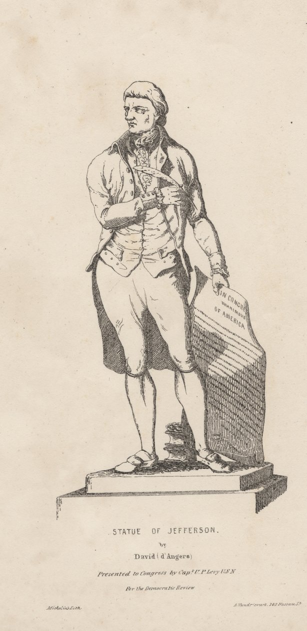 Statue of Jefferson, litho by David Michelin, 1840 by A. de Vaudricourt