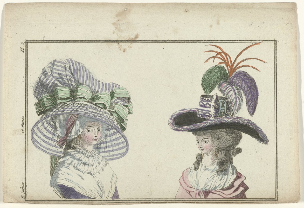 Magazine of New French and English Fashions, January 10, 1787, 6th Booklet, 2nd Year, Pl. 3 by A.B. Duhamel