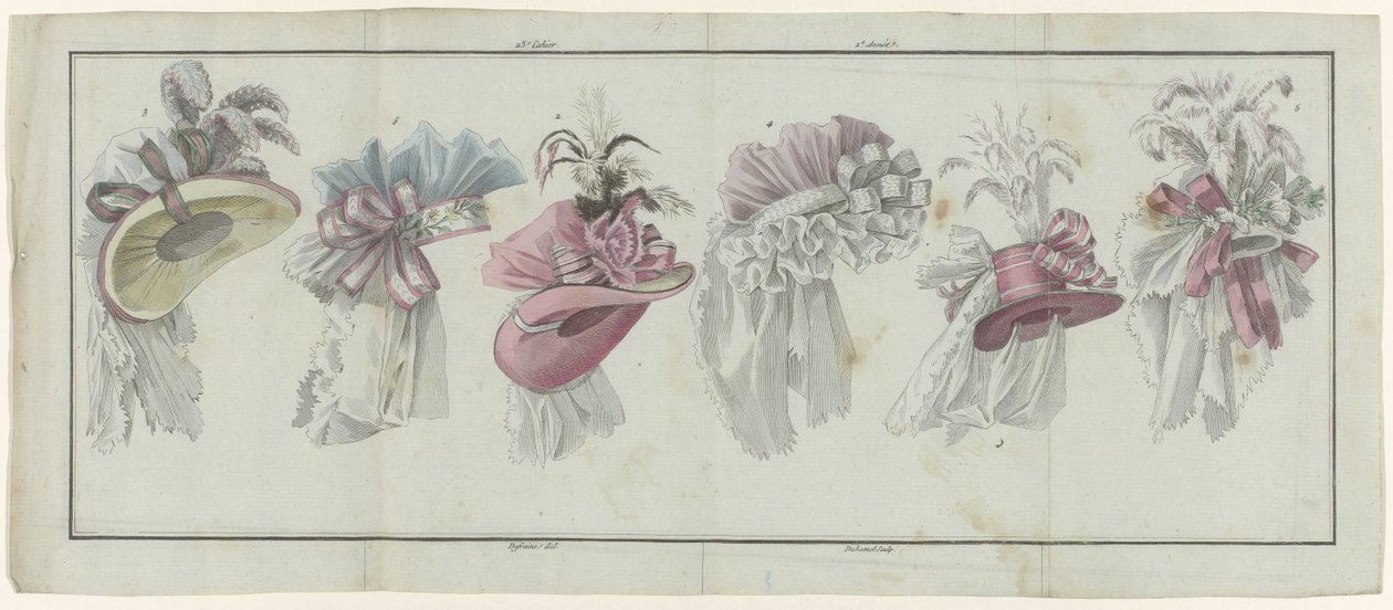 Magasin des Modes Nouvelles Françaises et Anglaises, July 20, 1787, 25th Booklet, 2nd Year, Unique Plate by A.B. Duhamel