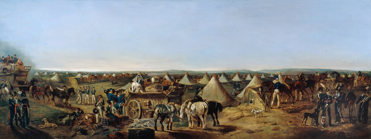 The 10th Regiment of Dragoons arriving in camp, Brighton, c.1803 by A.E. Eglington