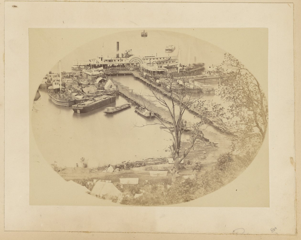 Lower Wharf, Belle Plain, USMRR Construction Corps. May 16, 1864 by A.J. Russell