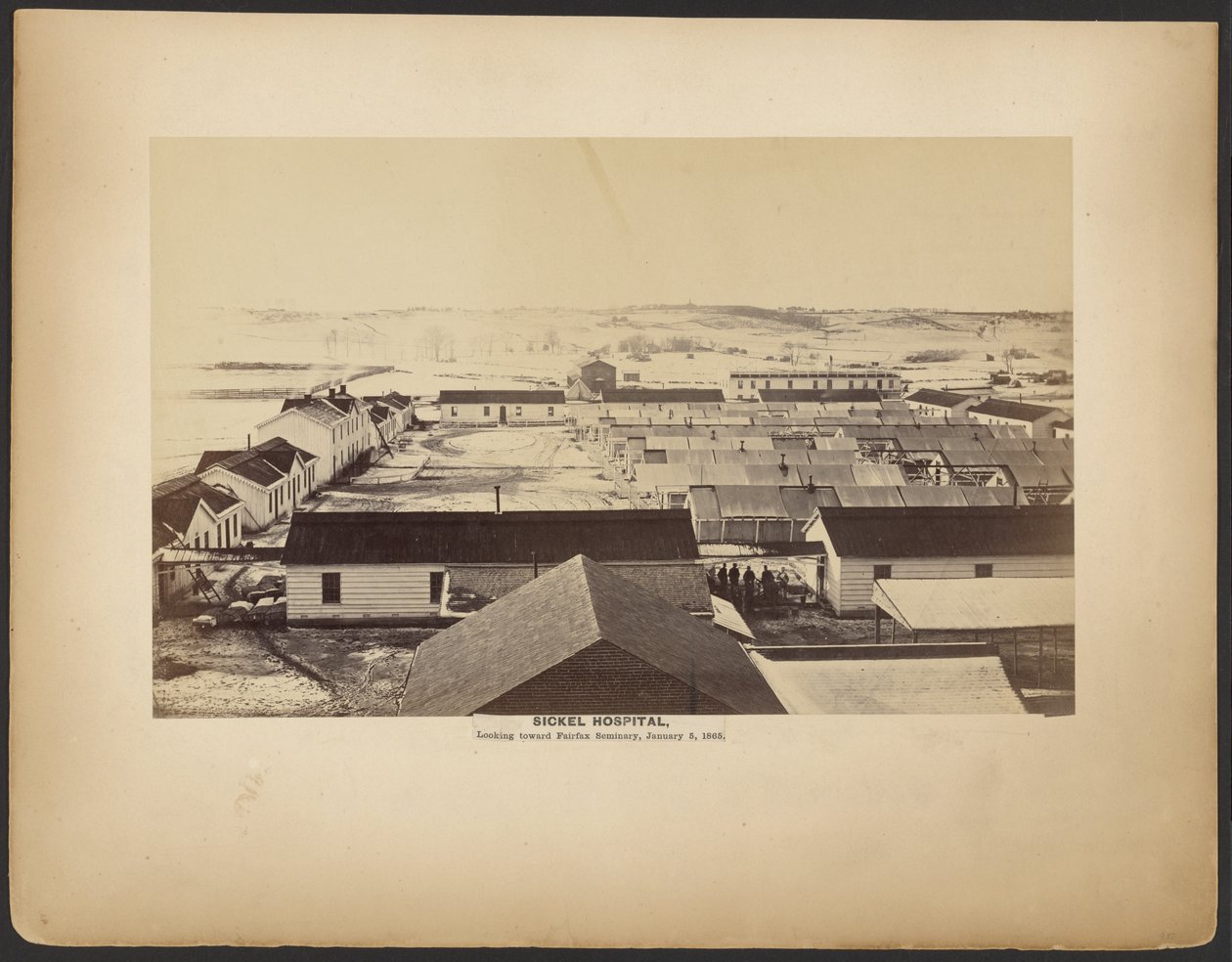 Sickel Hospital, Looking Towards Fairfax Seminary, January 5, 1864 by A.J. Russell