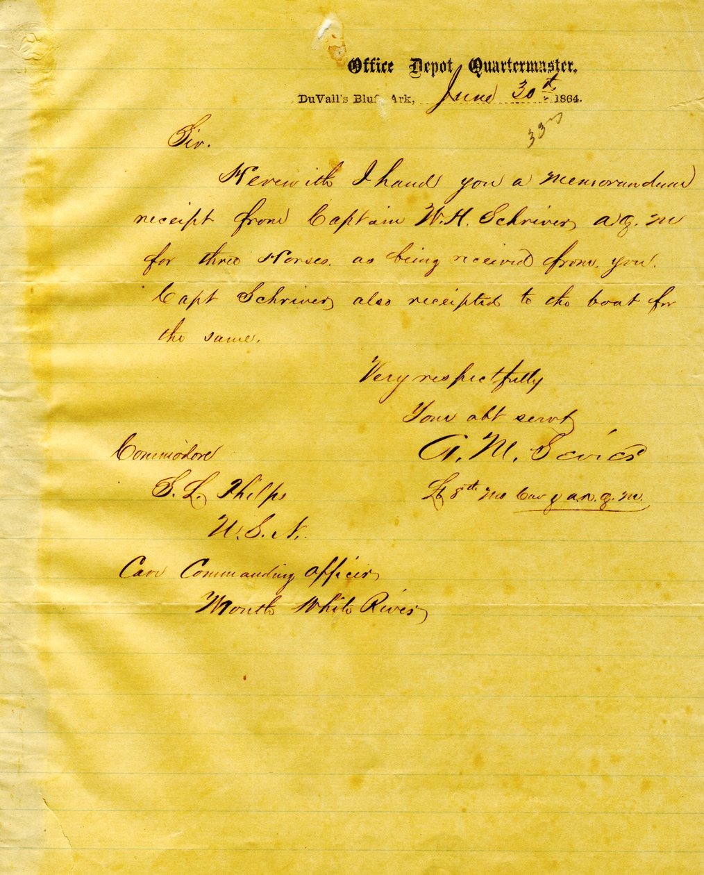 Letter from A. M. Sevier, Duvall